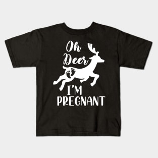 Oh Deer I'm Pregnant Gift, Christmas Pregnancy Announcement, Funny Pregnancy Announcement Kids T-Shirt